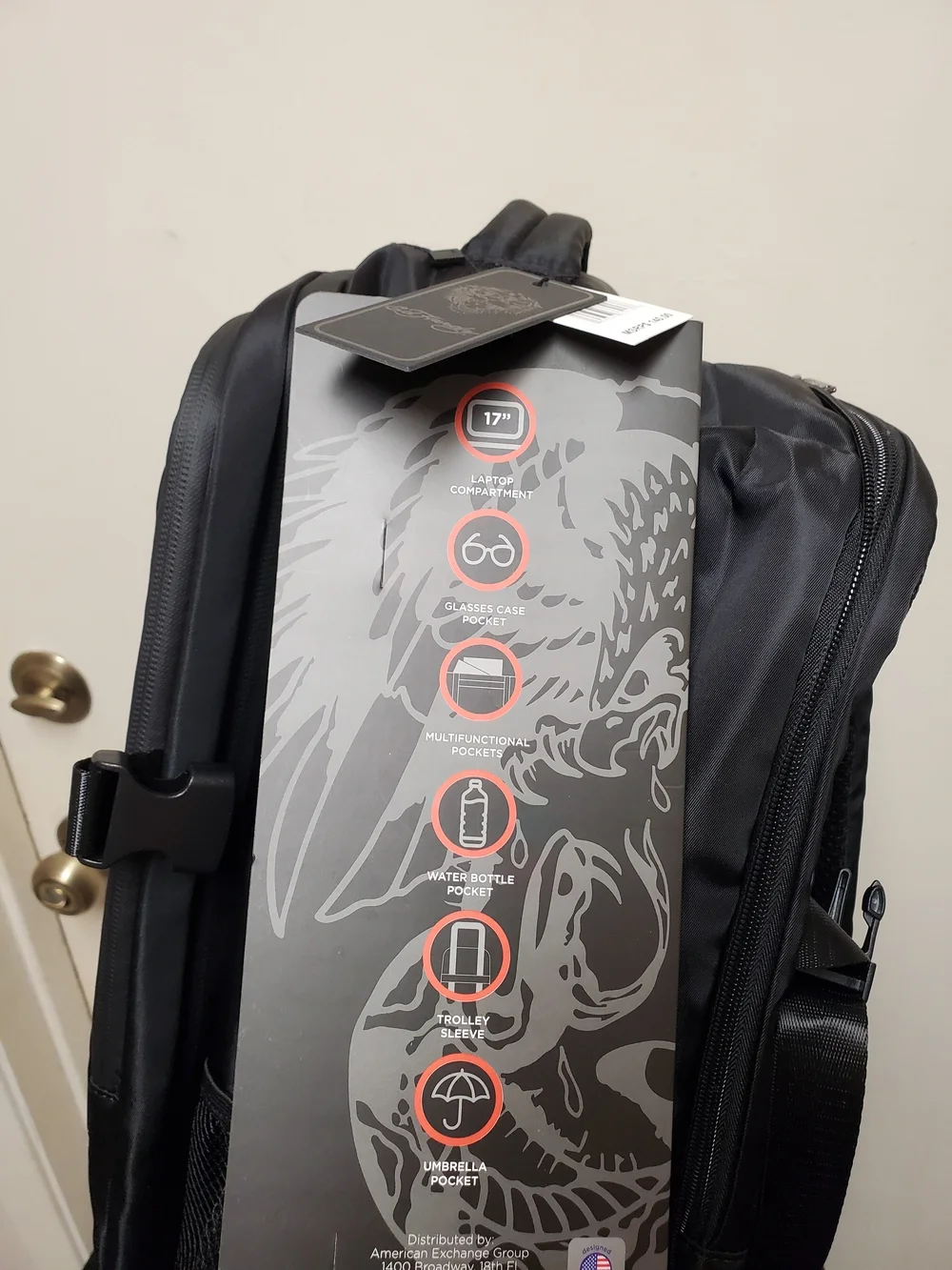 Ed Hardy Love Kills Sli Backpack with Red Heart & Tattoo Skull Graphic